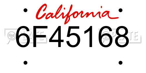 6F45168 California License Plate