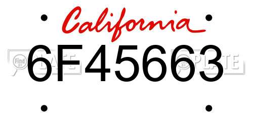 6F45663 California License Plate