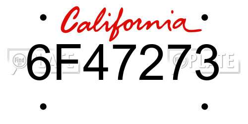 6F47273 California License Plate