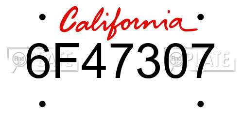 6F47307 California License Plate