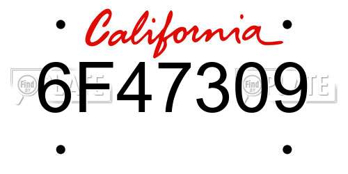 6F47309 California License Plate