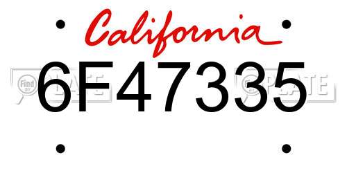 6F47335 California License Plate