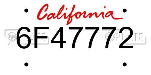 6F47772 California License Plate