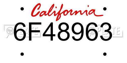 6F48963 California License Plate