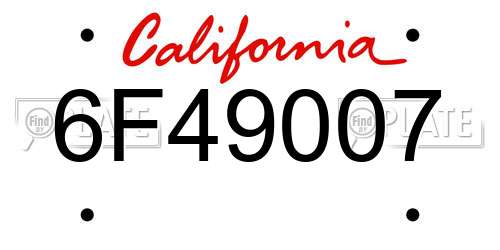 6F49007 California License Plate