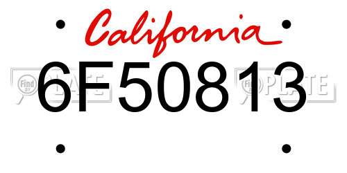 6F50813 California License Plate