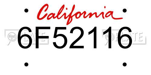6F52116 California License Plate