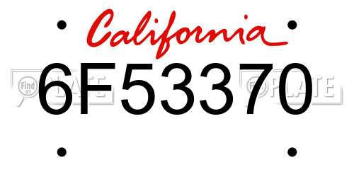 6F53370 California License Plate