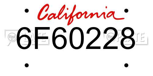6F60228 California License Plate