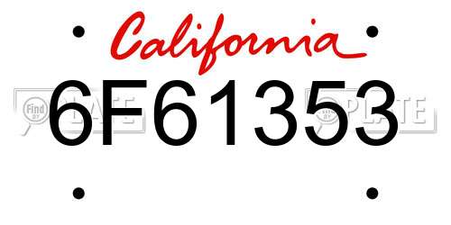 6F61353 California License Plate