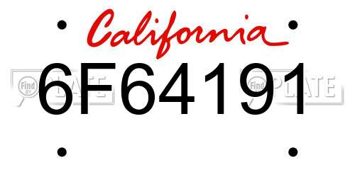 6F64191 California License Plate