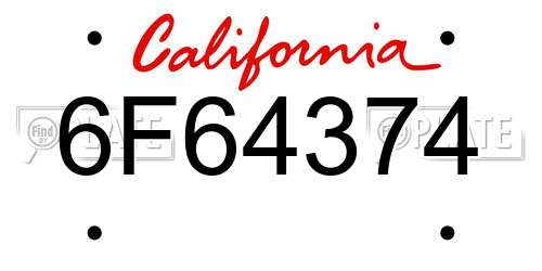 6F64374 California License Plate
