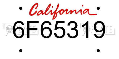 6F65319 California License Plate
