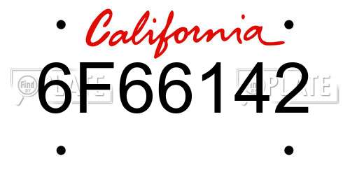6F66142 California License Plate