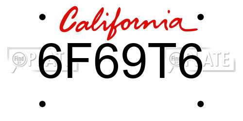 6F69T6 California License Plate