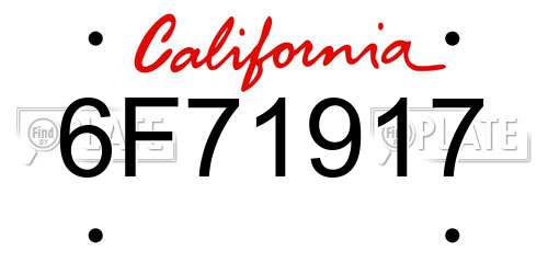 6F71917 California License Plate