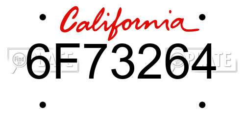 6F73264 California License Plate