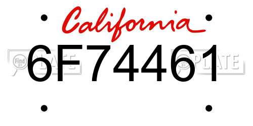 6F74461 California License Plate