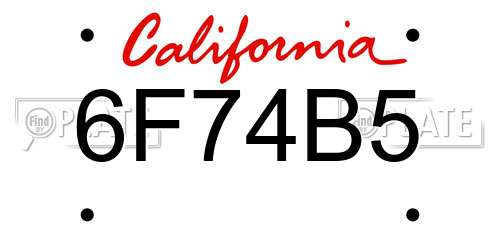6F74B5 California License Plate