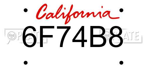 6F74B8 California License Plate