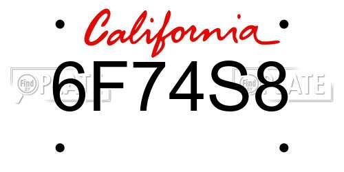 6F74S8 California License Plate