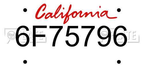 6F75796 California License Plate