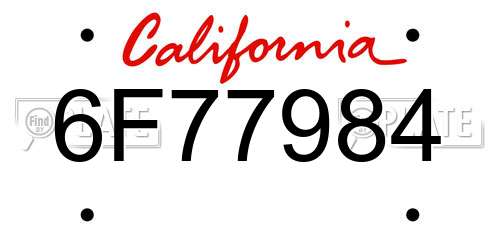 6F77984 California License Plate