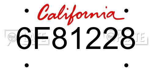 6F81228 California License Plate