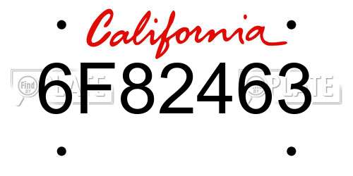 6F82463 California License Plate