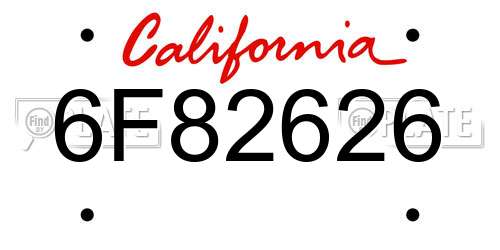 6F82626 California License Plate