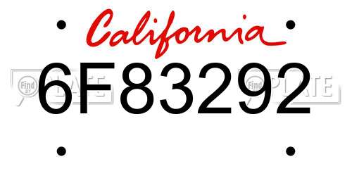 6F83292 California License Plate