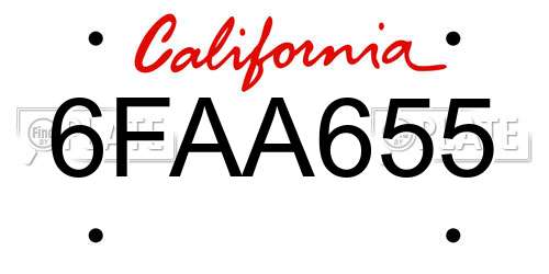 6FAA655 California License Plate