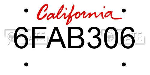6FAB306 California License Plate