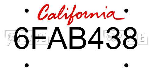 6FAB438 California License Plate
