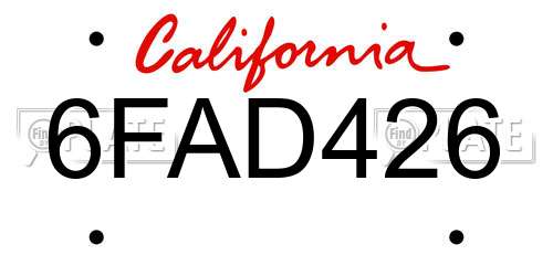 6FAD426 California License Plate