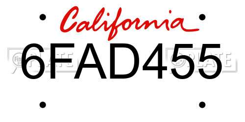 6FAD455 California License Plate