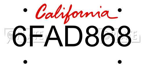 6FAD868 California License Plate