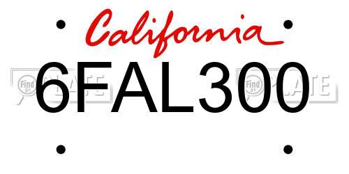 6FAL300 California License Plate