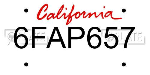 6FAP657 California License Plate