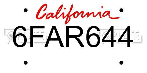 6FAR644 California License Plate