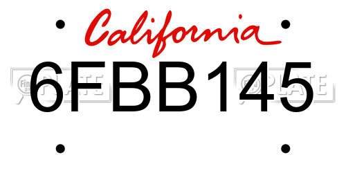 6FBB145 California License Plate