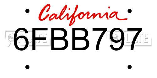 6FBB797 California License Plate