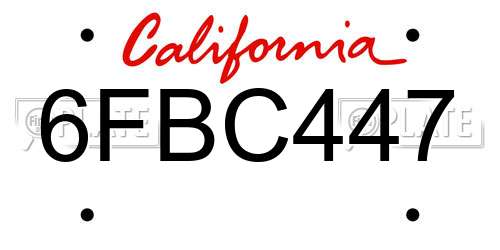 6FBC447 California License Plate