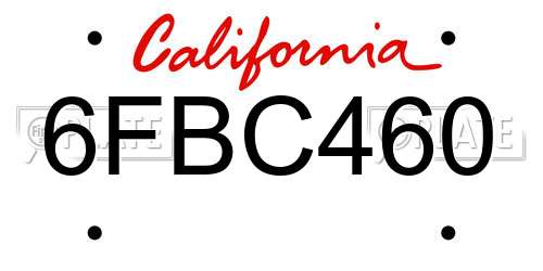 6FBC460 California License Plate