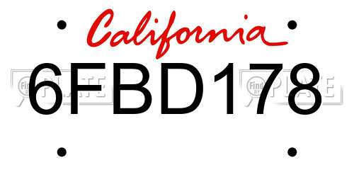 6FBD178 California License Plate