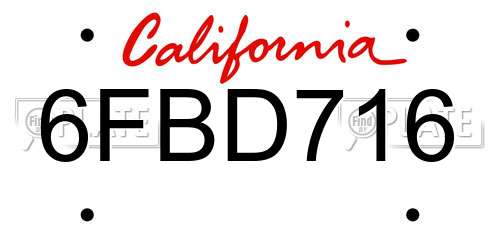 6FBD716 California License Plate