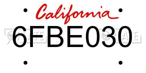 6FBE030 California License Plate