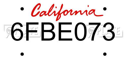 6FBE073 California License Plate