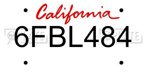 6FBL484 California License Plate