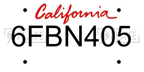 6FBN405 California License Plate